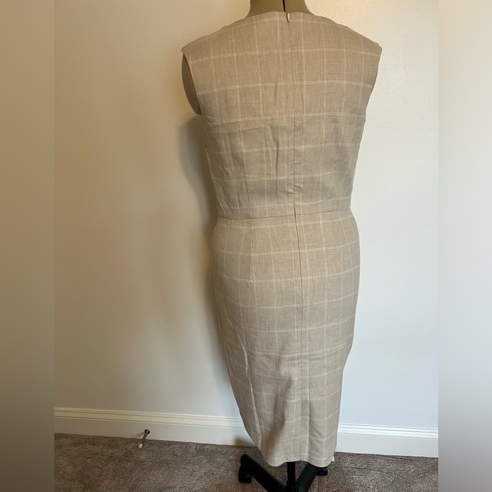 Ann Taylor Neutral Plaid Midi Sheath Dress - Picture 2 of 4